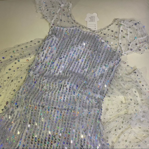 Frozen Elsa Sparkly Costume Dress long cape - Picture 9 of 12